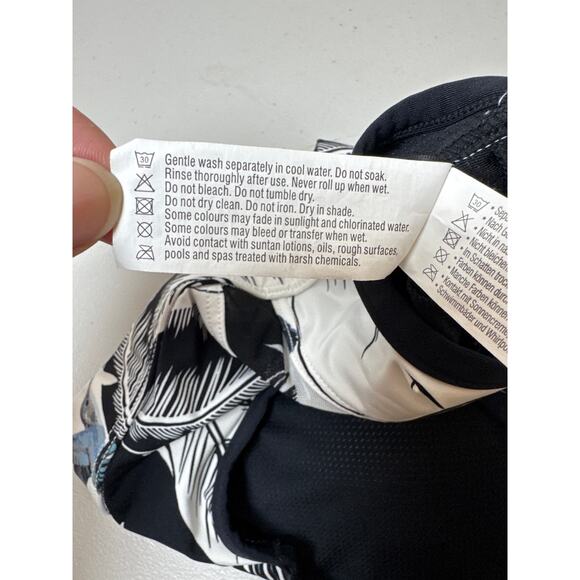 Seafolly Palm Beach Black & White High Neck Racerback Sheer Panels Swim Top S - Picture 8 of 10